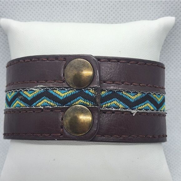 Guang Tong Brown & Blue Chevron Bracelet - Picture 2 of 3